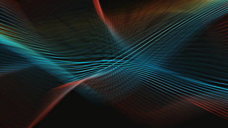Abstract colorful blue and red wave pattern on black background