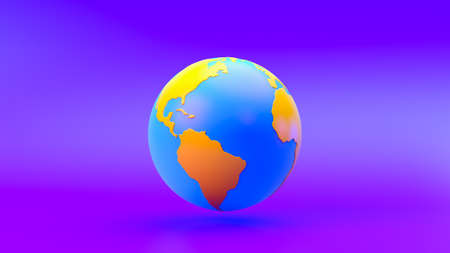 Multi-colored world on gradient background, 3d rendering.