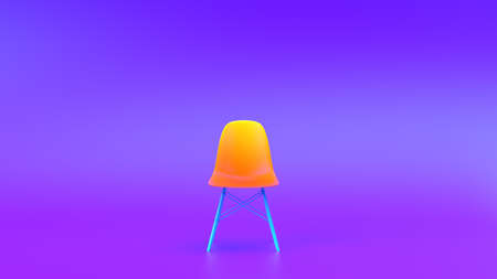 Multi-colored Chair on gradient background, 3d rendering.の写真素材