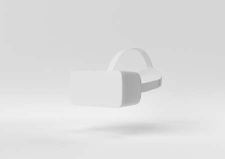 Creative minimal paper idea. Concept white VR with white background. 3d render, 3d illustration.の写真素材