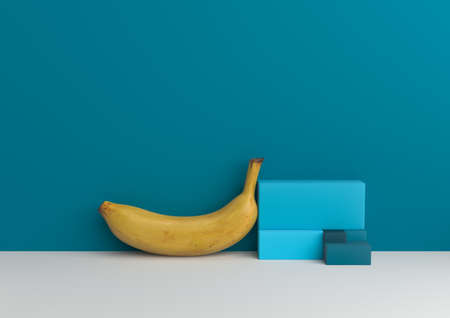 Minimal banana geometric Golden Ration shape Enthusiast palette 3d rendering.の写真素材