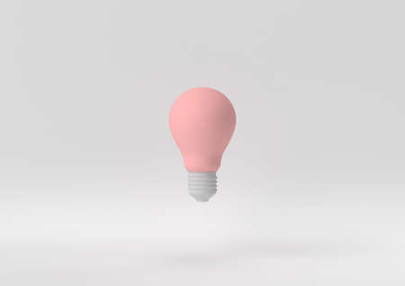 Creative minimal paper idea. Concept white and pink bulb with white background. 3d render, 3d illustration.の写真素材
