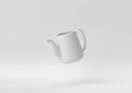 Creative minimal paper idea. Concept white kettle with white background. 3d render, 3d illustration.の写真素材