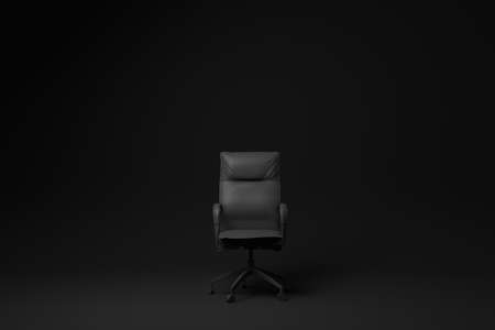 Black office chair on Black background. minimal concept idea. monochrome. render render.の写真素材