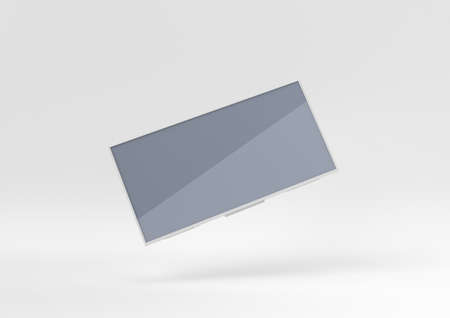 white tv floating on white background. minimal concept idea. 3D render.