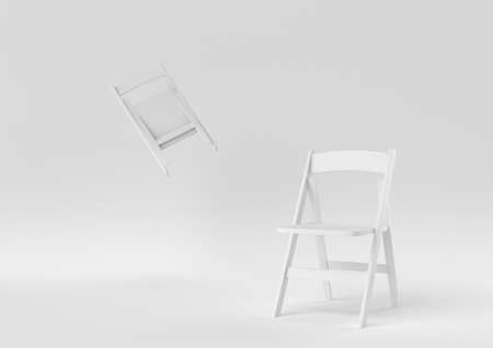 white wooden comfortable chair on white background. minimal concept idea. monochrome. 3d render.の写真素材