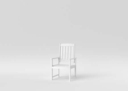 white wooden comfortable chair on white background. minimal concept idea. monochrome. 3d render.の写真素材