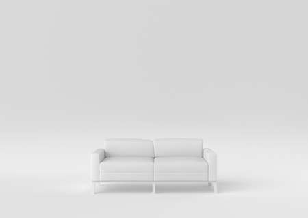 white modern sofa on white background. minimal concept idea. monochrome. 3d render.の写真素材