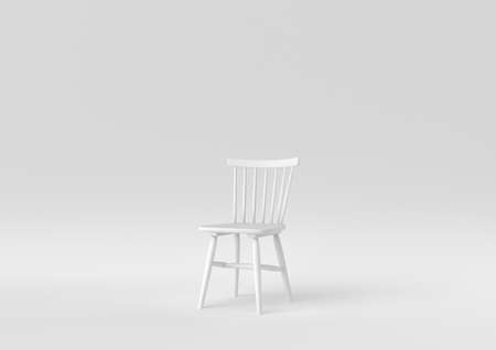 white wooden comfortable chair on white background. minimal concept idea. monochrome. 3d render.の写真素材