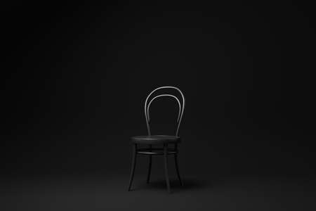 Black modern chair on Black background. minimal concept idea. monochrome. render render.の写真素材