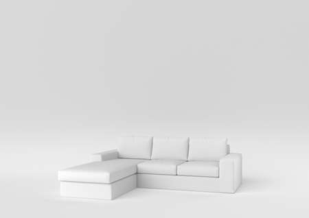 white modern sofa-bed on white background. minimal concept idea. monochrome. 3d render.の写真素材