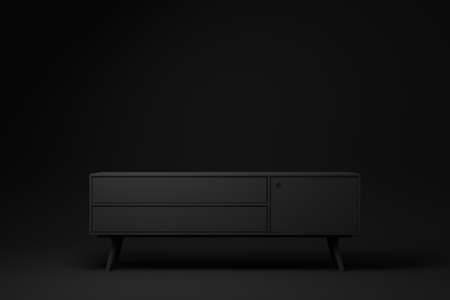 Black modern chair on Black background. minimal concept idea. monochrome. render render.の写真素材