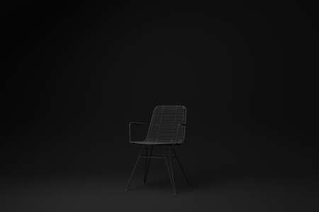 Black modern chair on Black background. minimal concept idea. monochrome. render render.の写真素材