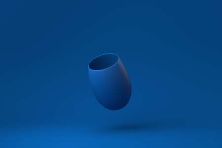 Blue Vase floating in blue background. minimal concept idea creative. monochrome. 3D render.の写真素材