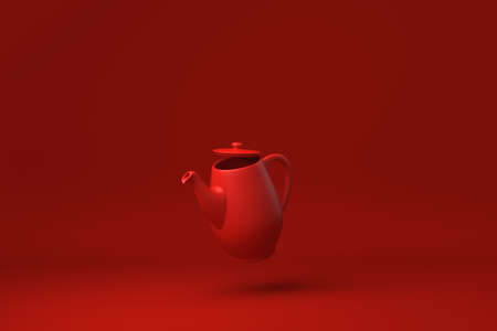 Red Pitcher or milk jug floating in Red background. minimal concept idea creative. monochrome. 3D render.の写真素材