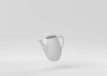 White Pitcher or milk jug floating in white background. minimal concept idea creative. monochrome. 3D render.の写真素材