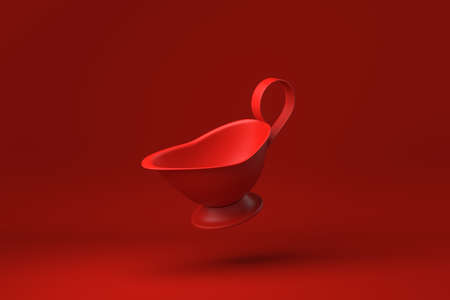 Red Pitcher or milk jug floating in Red background. minimal concept idea creative. monochrome. 3D render.の写真素材