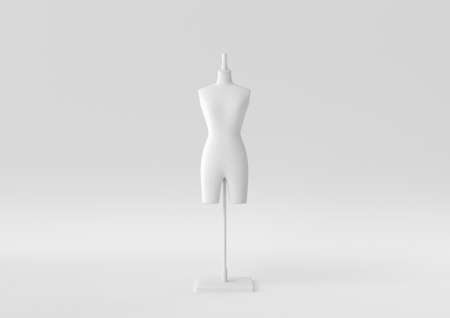 White Mannequin in white background. minimal concept idea creative. monochrome. 3D render.の写真素材