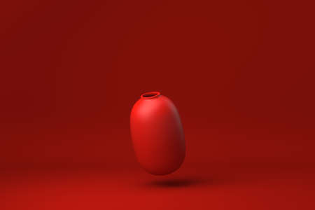 Red pottery floating in Red background. minimal concept idea creative. monochrome. 3D render.の写真素材