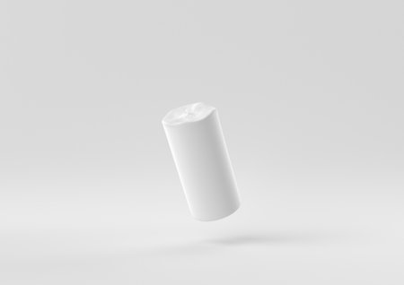 White Candle in white background. minimal concept idea creative. monochrome. 3D render.の写真素材