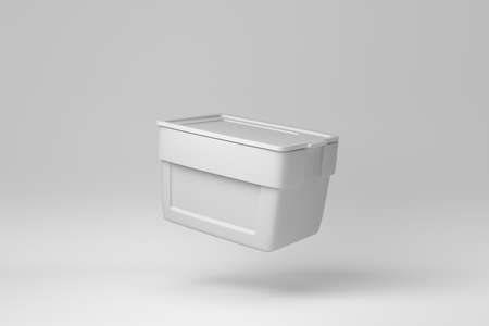 Ice chest. Handheld refrigerator isolated over on white background. minimal concept. monochrome. 3D...