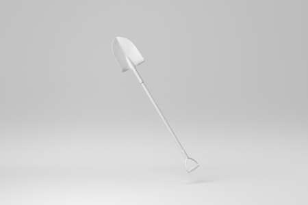 Shovel isolated on white background. minimal concept. monochrome. 3D render.の写真素材