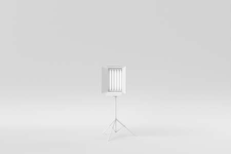 Spotlights realistic on a white background. minimal concept. monochrome. 3D render.