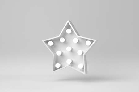 light bulb in star on white background. minimal concept. 3D render.の写真素材