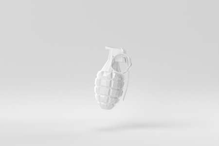 Hand grenade on a white background. Abstract polygonal minimal concept. monochrome. 3D render.の写真素材