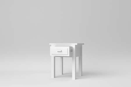 table or cabinet on white background. minimal concept. 3D render.の写真素材
