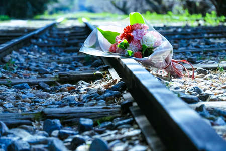 Bouquets of roses and tracks Keage Inclineの写真素材