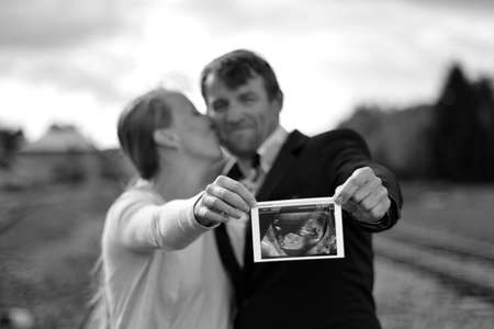 pregnant woman and her husbandの写真素材