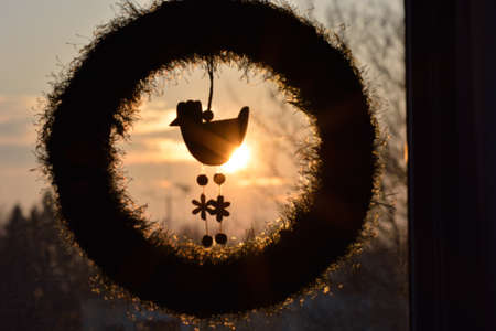 Spring decoration in sunsetの写真素材