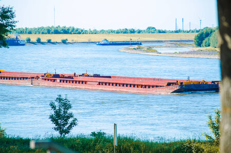 Delivery of goods by ship on the Rhine の写真素材