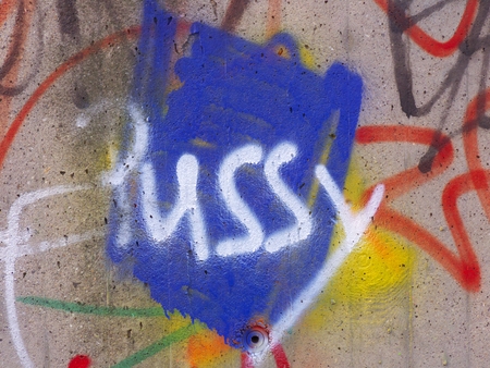 M?lheim, Nrw,  Germany -  January 18, 2014: Graffiti wall on the pedestrian bridge from Castle Broich direction water playground.のeditorial素材