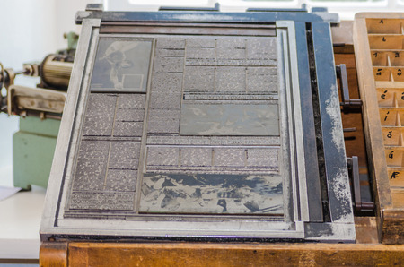 Old metal letters for preparing a printing form The printing plate which Used for letterpress printing.の写真素材