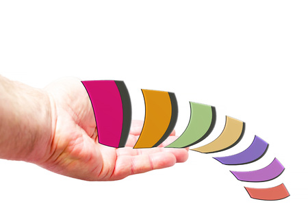 Hand with bar graph.The bar chart if out of the palm.の写真素材