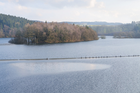 Dam reservoir, in Germany, Germanyの写真素材