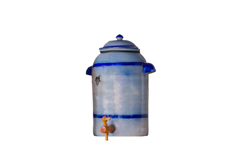 Ceramic pot, earthenware pot vinegar pot 20 liters support with tapの写真素材