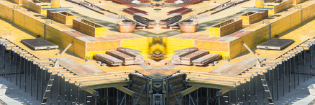 Panoramic, Construction here the formwork for foundations with concrete scarf boards.の写真素材