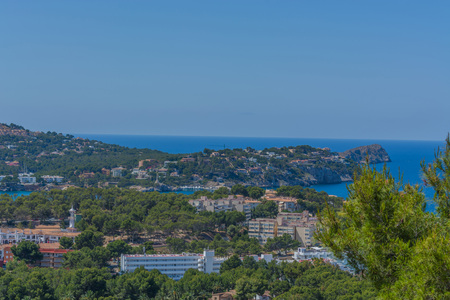 Panorama of the bay Paguera photographed from the mountain in Costa de la Calma.の写真素材
