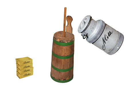 The work steps in a Conventional butter production.Making butter itself.の写真素材