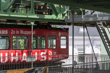 WUPPERTAL; NRW; GERMANY - JULY 31; 2017: Suspension railway station Wuppertal Vohwinkel.The elevated railway is used for public transport.のeditorial素材