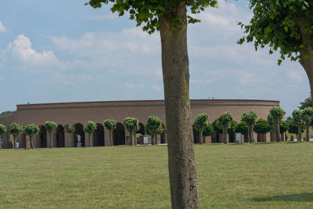XANTEN, NRW, GERMANY - JUNE 23, 2019: Ruins of an amphitheater in an ancient eropean city. View into a RÃ¶man amphitheaterのeditorial素材