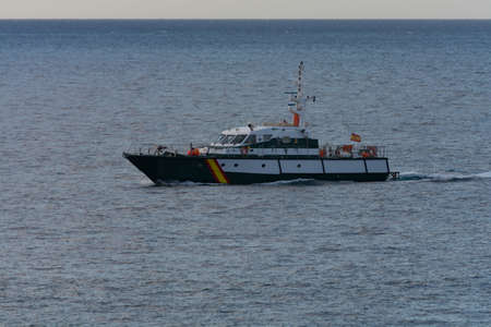 CRAN CANARIA, MELONERAS - NOVEMBER 14, 2019: Spanish Guardia Civil patrol boat patrols off the coast...