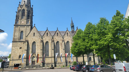 WARSTEIN, GERMANY -JUNE 08, 2023: Warstein, Germany-June 08, 2023: Visit to the Warsteiner World campsite with the RV camper. With a city tour.のeditorial素材