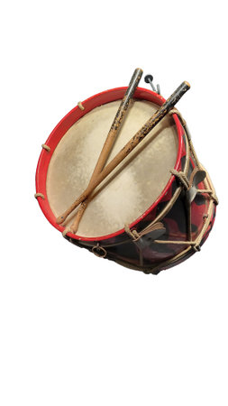 The drum or tin drum, drums with drumsticks.の写真素材