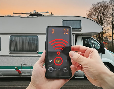 Car alarm system for motorhomes. Car security system. Security lock concept.の写真素材