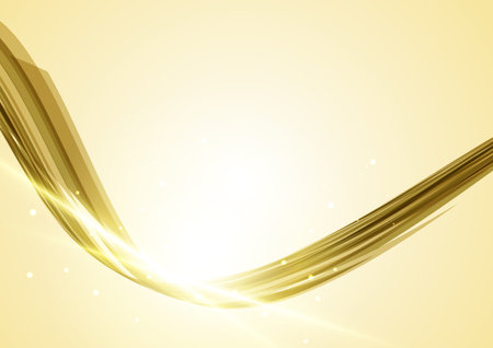 Shining gold abstract wave backgroundのイラスト素材