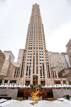 Rockefeller building and staue in Manhattan , New york city , United States of America - September 1 , 2018のeditorial素材
